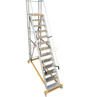 Model No. 10400 Aluminium Movable Staircase Ladder for Warehouse, Store and Industrial Access Use, Professional Rolling Access Ladder for Maintenance, Picking and Storage Tasks 